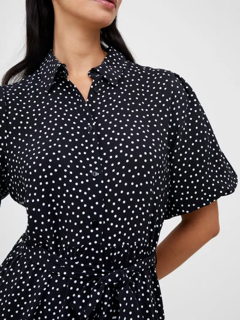 FRENCH CONNECTION Day Dresses<Dotty Puff Sleeve Shirt Dress Black/White