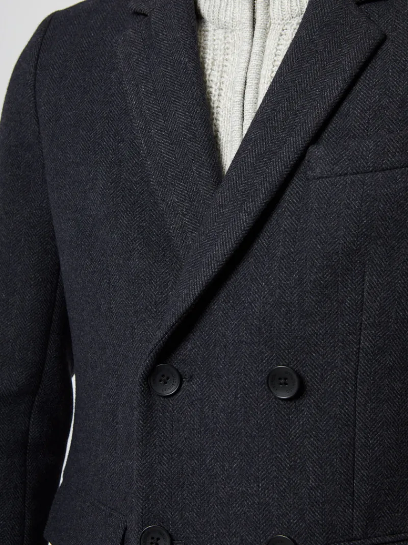 FRENCH CONNECTION Coats & Jackets<Double Breasted Herringbone Overcoat MidGreyHerringbone