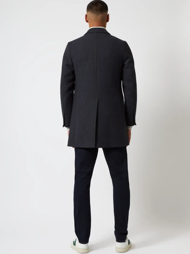 FRENCH CONNECTION Coats & Jackets<Double Breasted Herringbone Overcoat MidGreyHerringbone