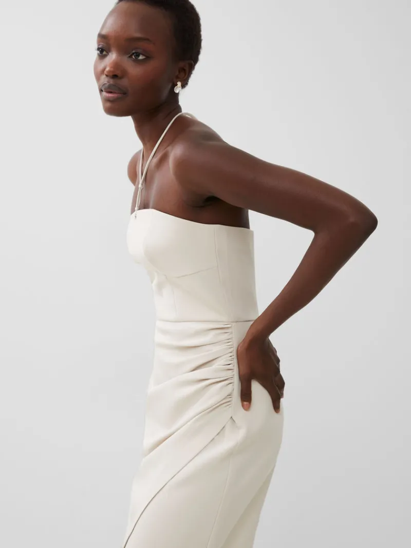 FRENCH CONNECTION Midi Dresses | Dresses<Echo Crepe Halterneck Midi Dress SilverLining