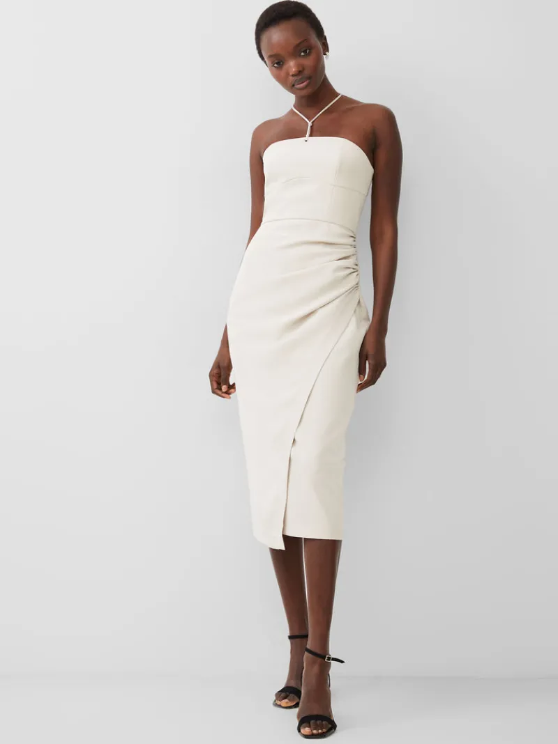 FRENCH CONNECTION Midi Dresses | Dresses<Echo Crepe Halterneck Midi Dress SilverLining