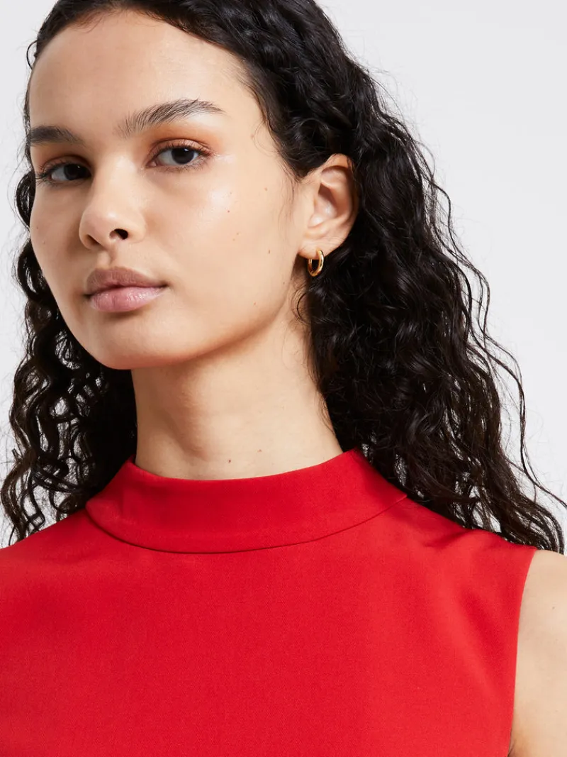 FRENCH CONNECTION Wedding Guest Dresses<Echo Crepe Mock Neck Dress WarmRed