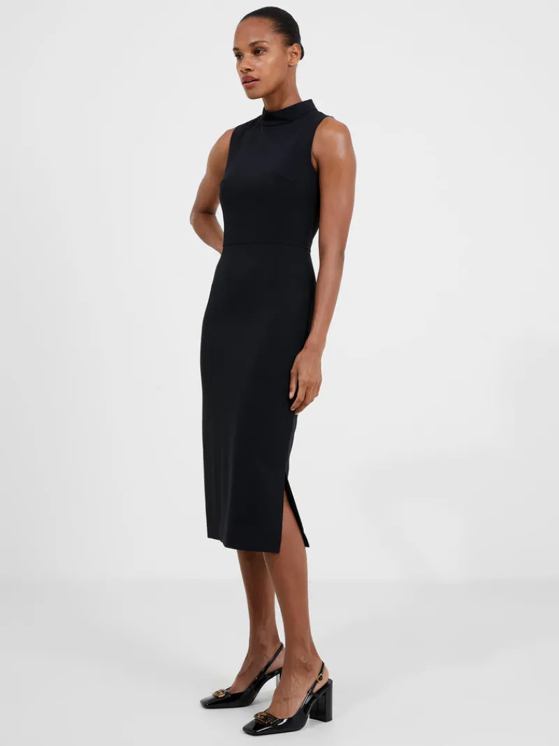 FRENCH CONNECTION Wedding Guest Dresses<Echo Crepe Mock Neck Dress Blackout