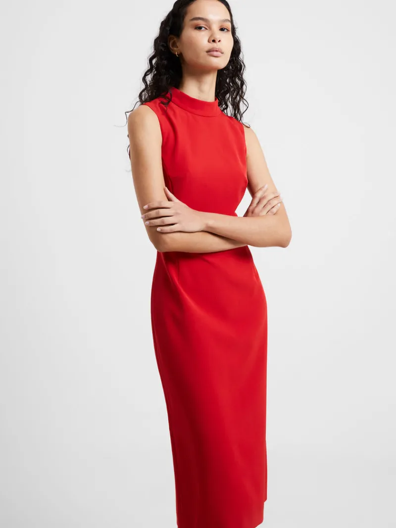 FRENCH CONNECTION Wedding Guest Dresses<Echo Crepe Mock Neck Dress WarmRed