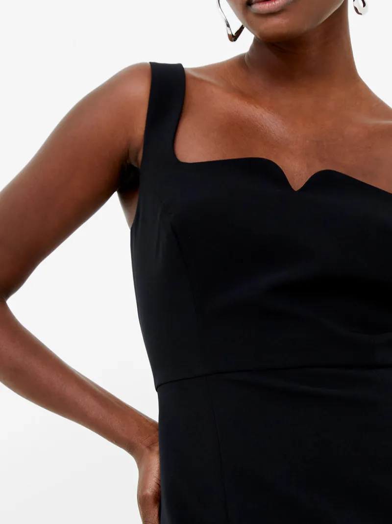 FRENCH CONNECTION Midi Dresses | Black Dresses | Dresses<Echo Crepe Neck Detail Midi Dress Blackout