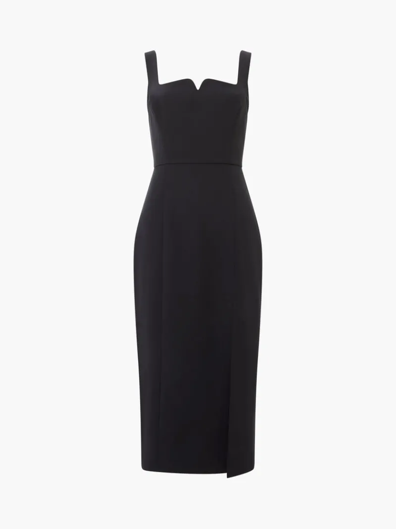 FRENCH CONNECTION Midi Dresses | Black Dresses | Dresses<Echo Crepe Neck Detail Midi Dress Blackout