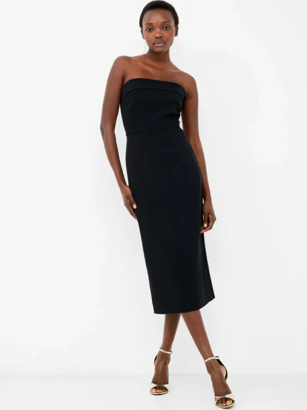FRENCH CONNECTION Party Dresses | Wedding Guest Dresses | Midi Dresses | Black Dresses | Dresses<Echo Crepe Strapless Midi Dress Blackout