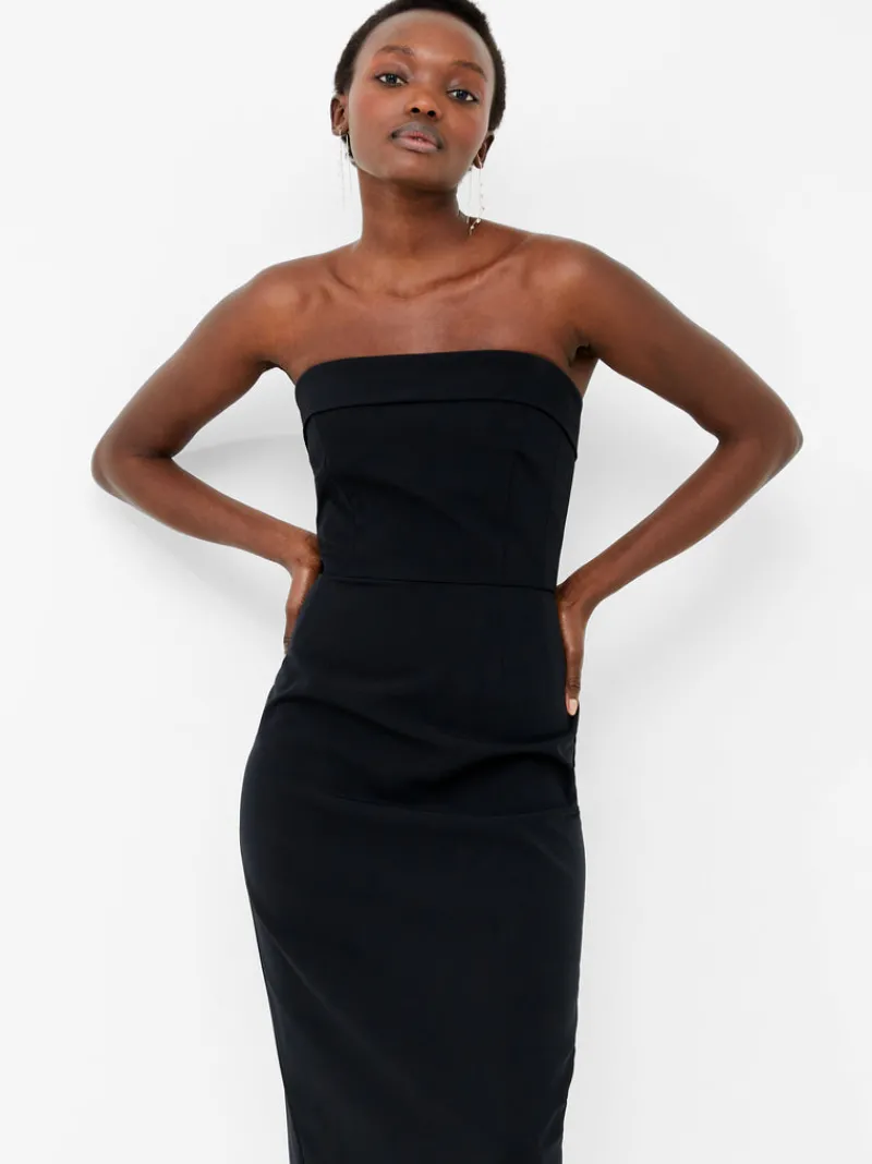 FRENCH CONNECTION Party Dresses | Wedding Guest Dresses | Midi Dresses | Black Dresses | Dresses<Echo Crepe Strapless Midi Dress Blackout