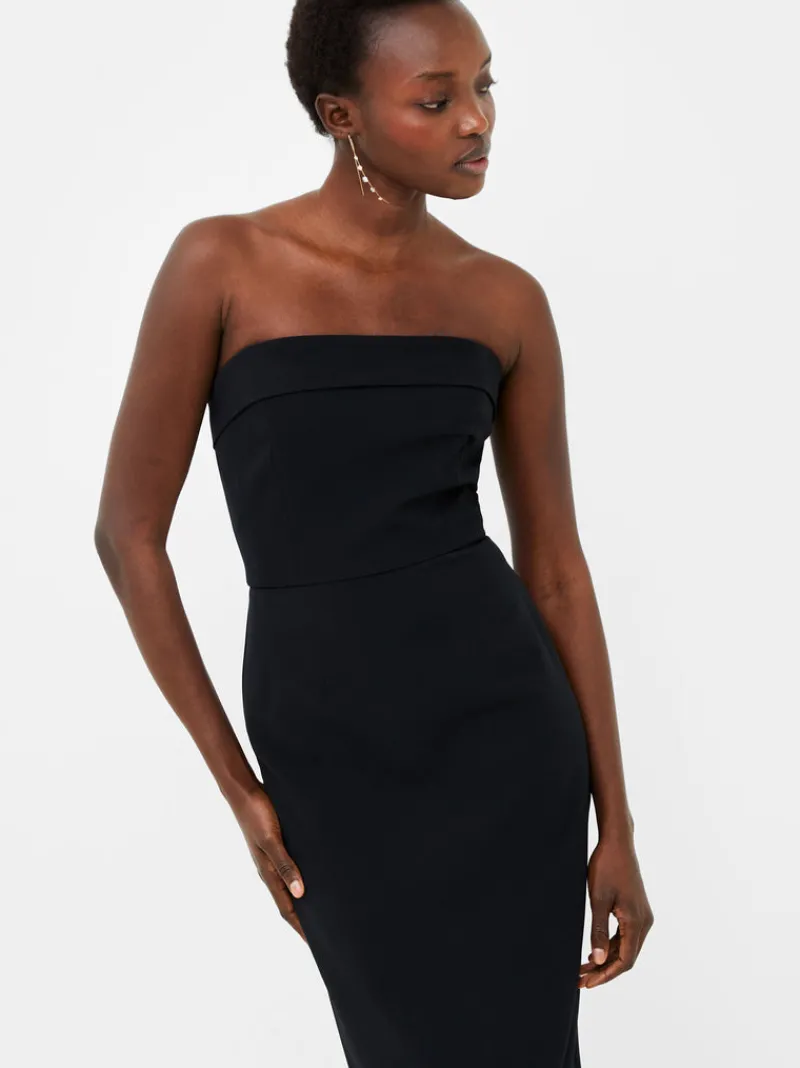 FRENCH CONNECTION Party Dresses | Wedding Guest Dresses | Midi Dresses | Black Dresses | Dresses<Echo Crepe Strapless Midi Dress Blackout
