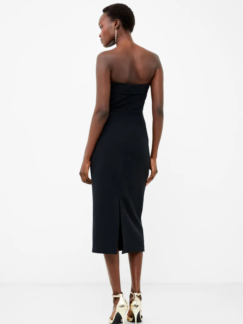 FRENCH CONNECTION Party Dresses | Wedding Guest Dresses | Midi Dresses | Black Dresses | Dresses<Echo Crepe Strapless Midi Dress Blackout