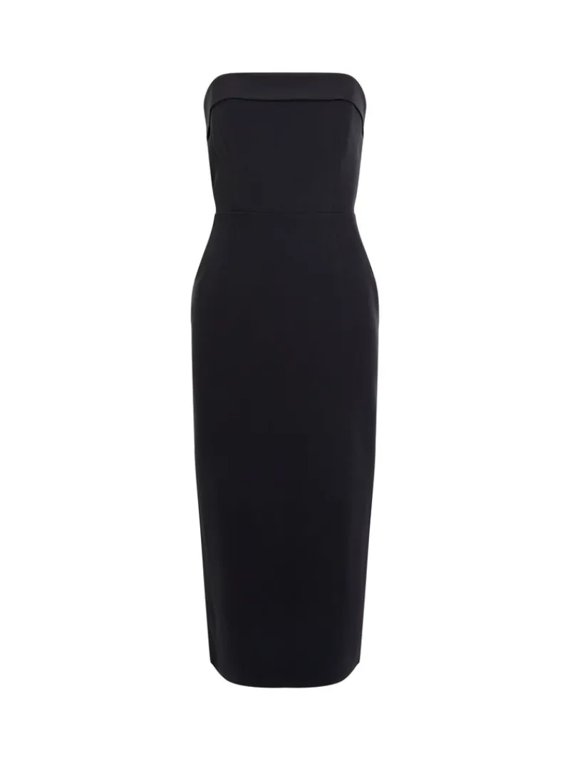 FRENCH CONNECTION Party Dresses | Wedding Guest Dresses | Midi Dresses | Black Dresses | Dresses<Echo Crepe Strapless Midi Dress Blackout