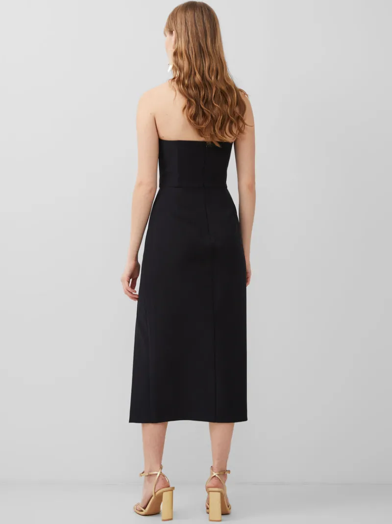FRENCH CONNECTION Party Dresses | Wedding Guest Dresses | Midi Dresses | Dresses | Black Dresses<Echo Organza Mix Frill Strapless Midi Dress Blackout