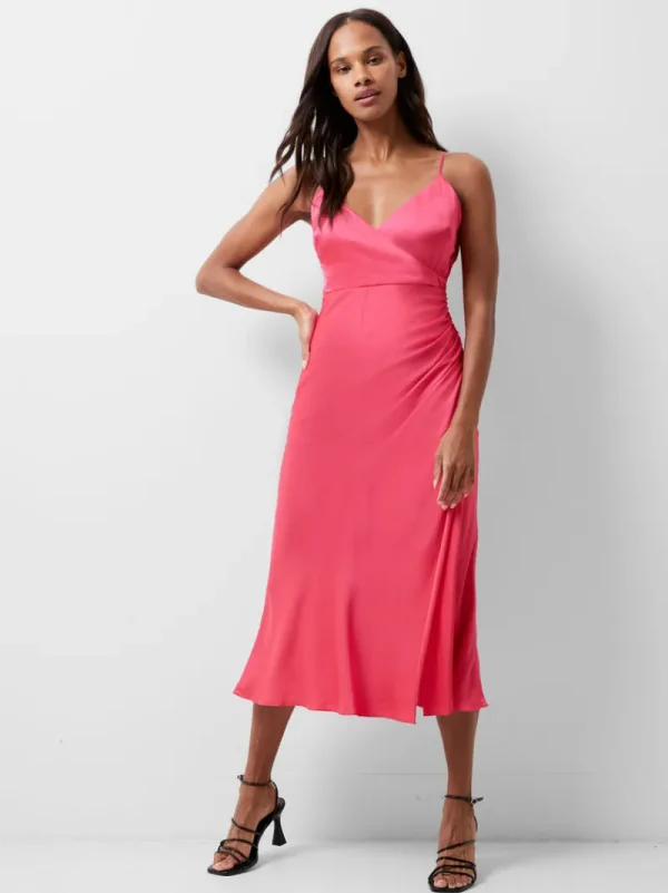 FRENCH CONNECTION Party Dresses | Wedding Guest Dresses | Midi Dresses | Dresses<Ennis Eco Satin Slip Midi Dress Azalea