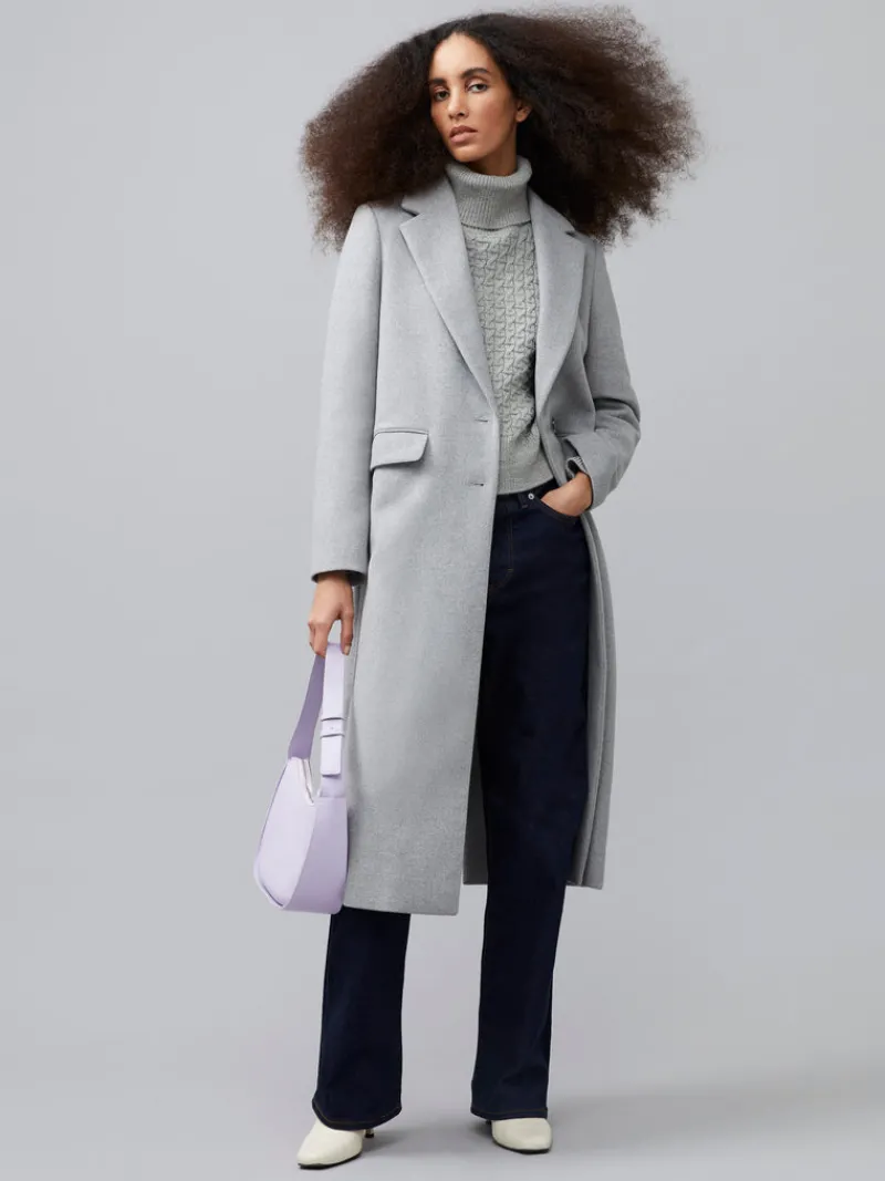 FRENCH CONNECTION Coats & Jackets<Fawn Felt Single Breasted Coat LtGreyMel