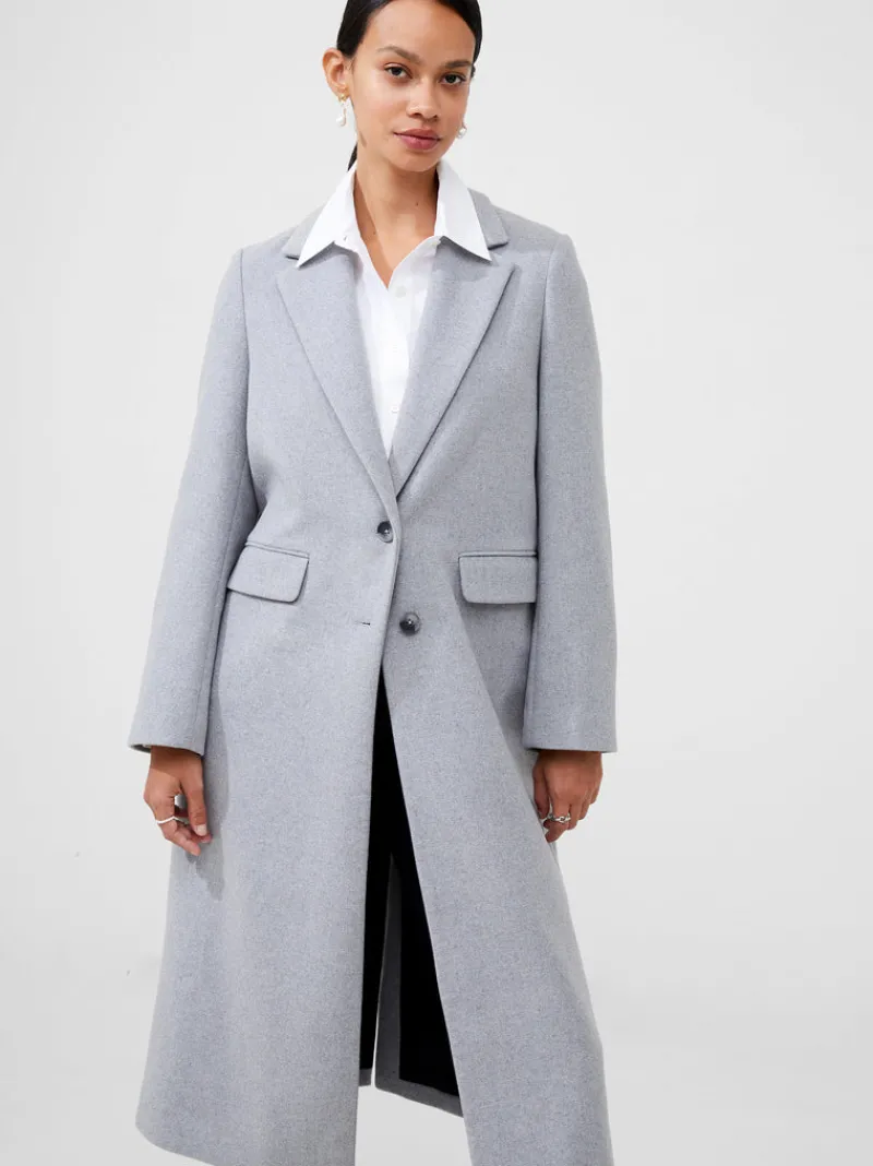 FRENCH CONNECTION Coats & Jackets<Fawn Felt Single Breasted Coat LtGreyMel