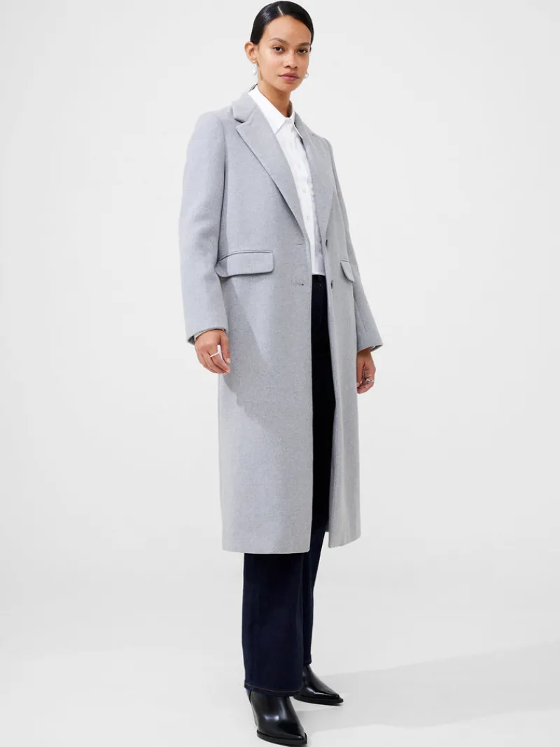 FRENCH CONNECTION Coats & Jackets<Fawn Felt Single Breasted Coat LtGreyMel
