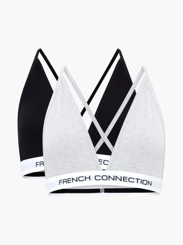 FRENCH CONNECTION Underwear<Fc 2 Pack Bralette 3Cm Logo Black/Grey