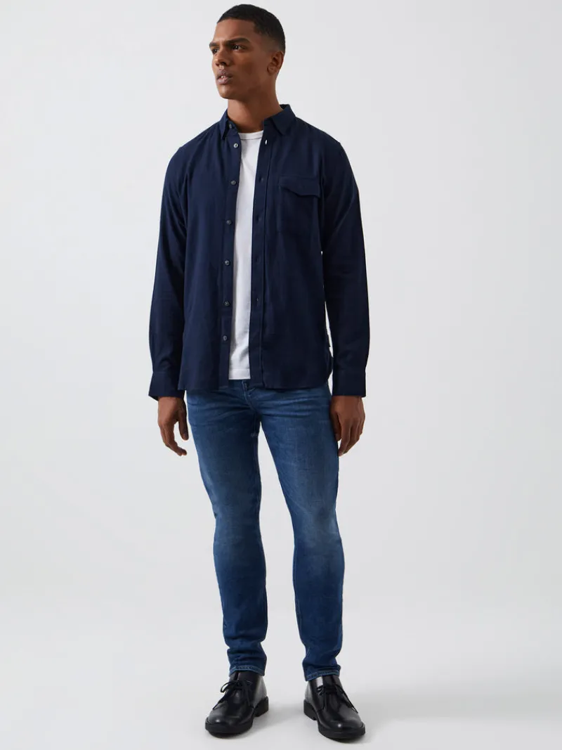 FRENCH CONNECTION Men's Shirts<Flannel Long Sleeve Shirt DarkNavy