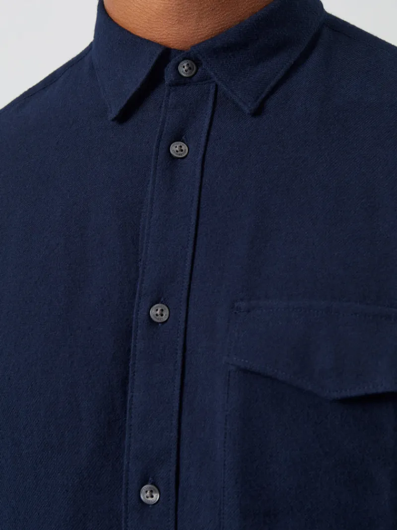 FRENCH CONNECTION Men's Shirts<Flannel Long Sleeve Shirt DarkNavy