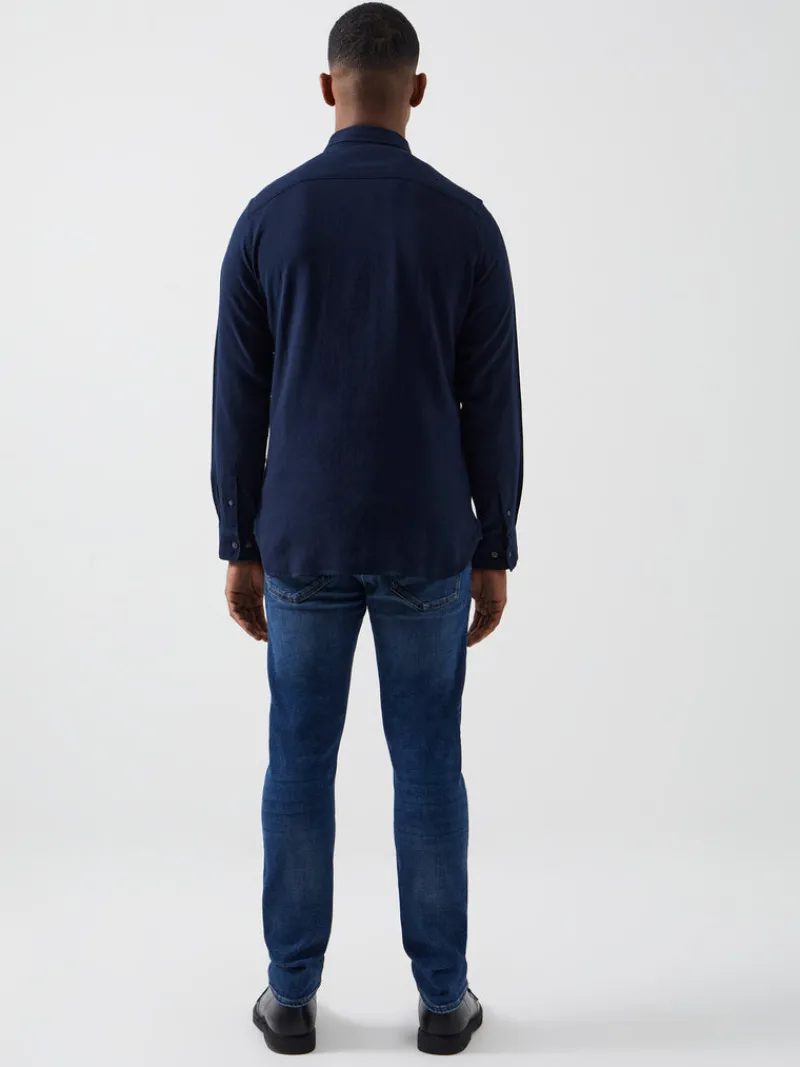 FRENCH CONNECTION Men's Shirts<Flannel Long Sleeve Shirt DarkNavy
