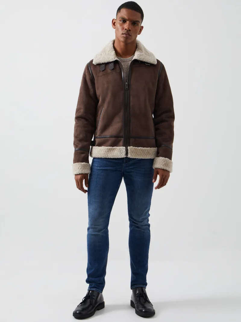 FRENCH CONNECTION Coats & Jackets<Flight Faux Shearling Jacket DarkBrown
