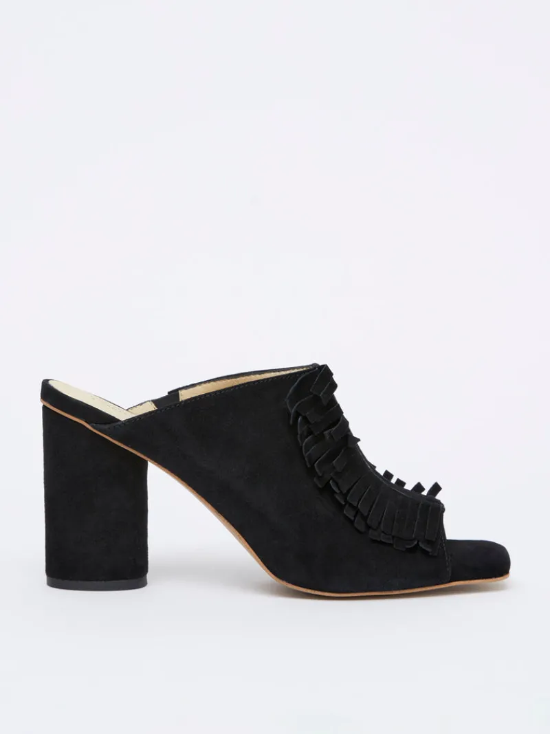FRENCH CONNECTION Shoes<Flora Fringed Mules Black