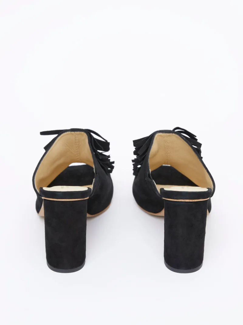 FRENCH CONNECTION Shoes<Flora Fringed Mules Black