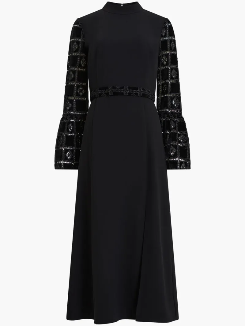 FRENCH CONNECTION Wedding Guest Dresses<Garnet Velvet Lace Midi Dress Blackout
