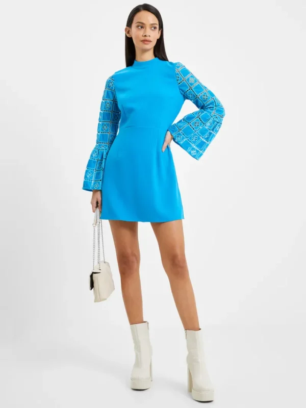 FRENCH CONNECTION Party Dresses | Wedding Guest Dresses<Garnet Velvet Lace Mini Dress BlueJewel