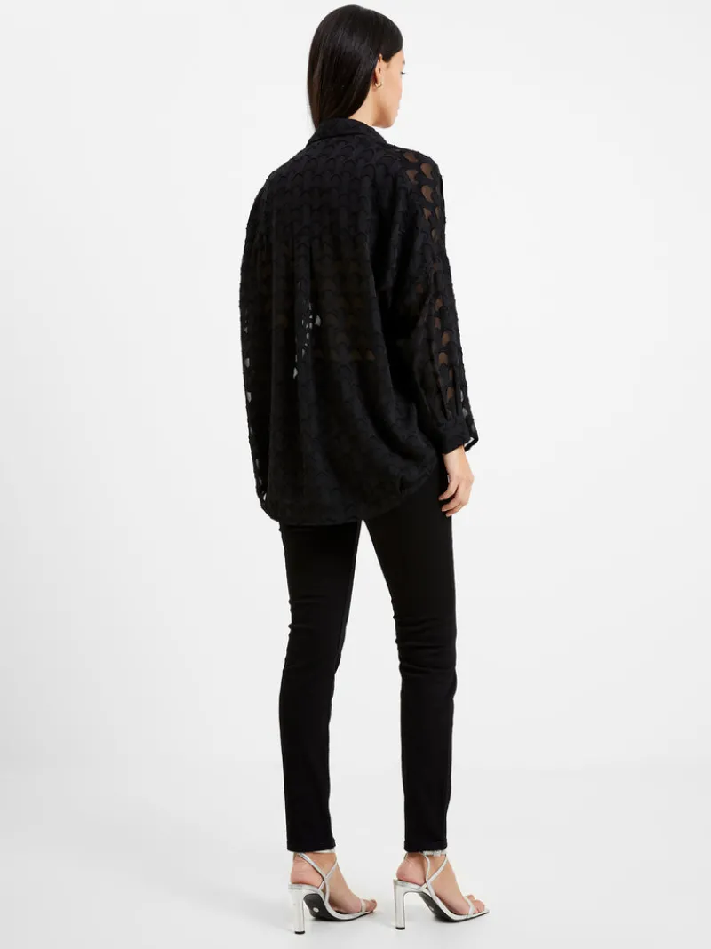 FRENCH CONNECTION Women's Shirts<Geo Burn-Out Popover Shirt Blackout
