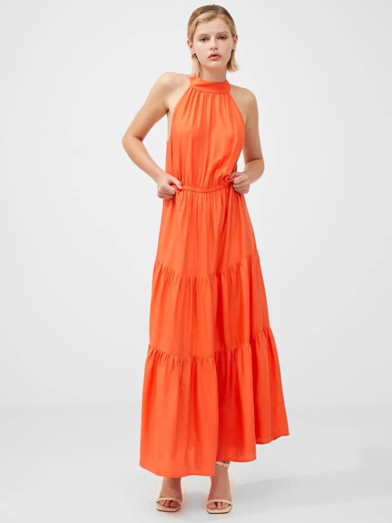 FRENCH CONNECTION Wedding Guest Dresses<Halter Viscose Tiered Maxi Dress AmberSunrise