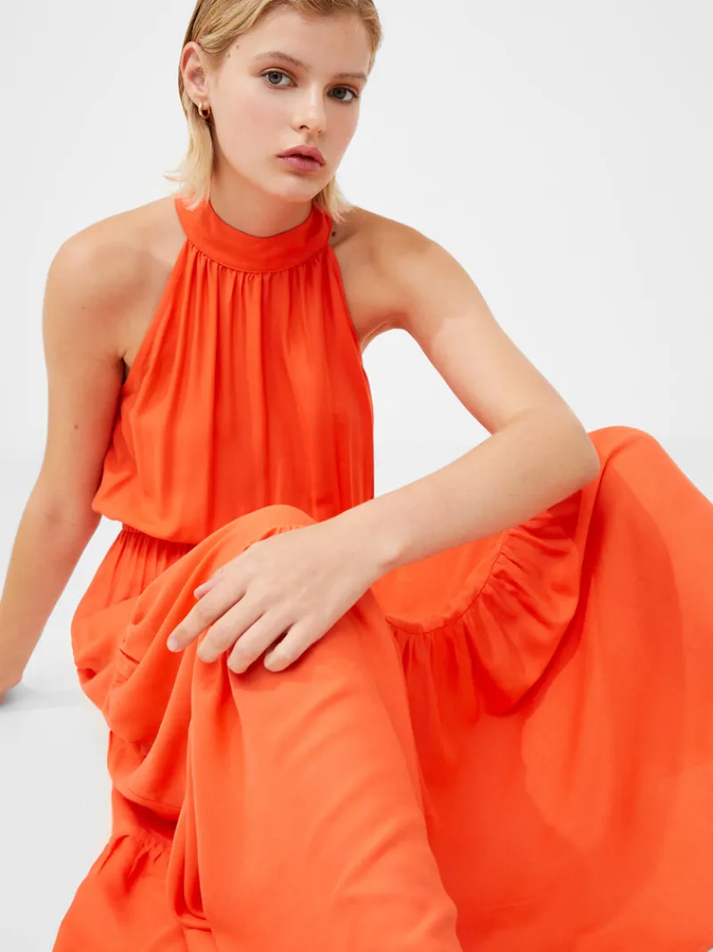 FRENCH CONNECTION Wedding Guest Dresses<Halter Viscose Tiered Maxi Dress AmberSunrise