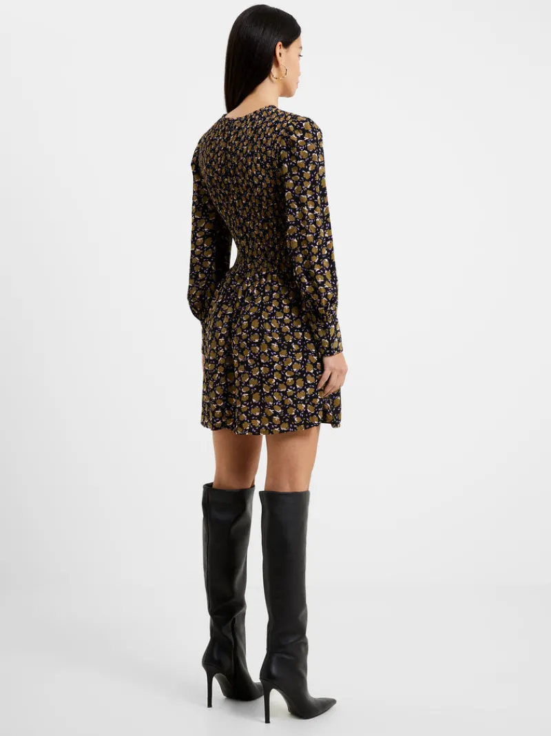 FRENCH CONNECTION Day Dresses<Ingrid Eco Colette Crepe Smocked Mini Dress BlackMulti