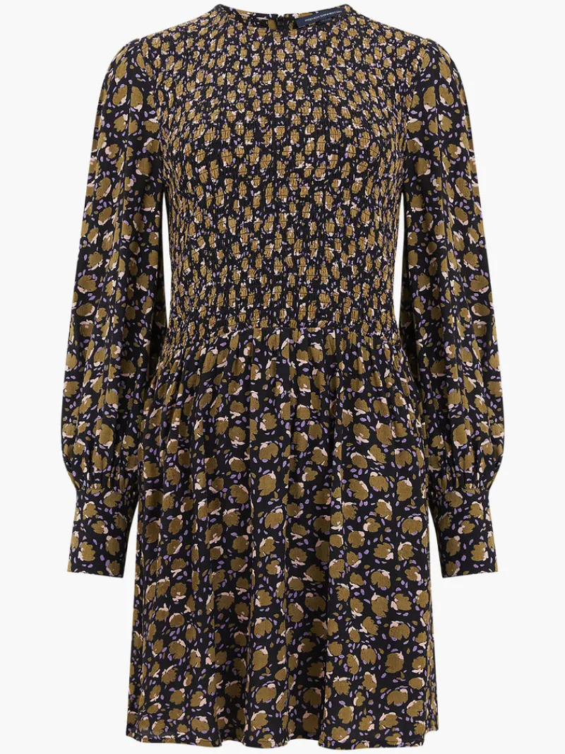 FRENCH CONNECTION Day Dresses<Ingrid Eco Colette Crepe Smocked Mini Dress BlackMulti