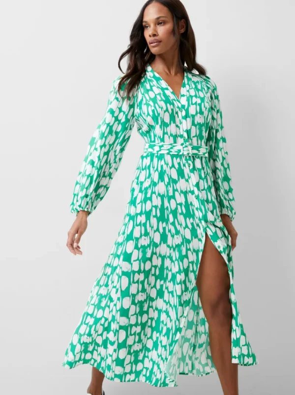FRENCH CONNECTION Day Dresses | Wedding Guest Dresses | Midi Dresses | Dresses<Islanna Crepe Belted Dress JellyBean/White