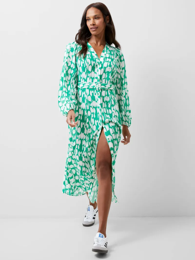 FRENCH CONNECTION Day Dresses | Wedding Guest Dresses | Midi Dresses | Dresses<Islanna Crepe Belted Dress JellyBean/White