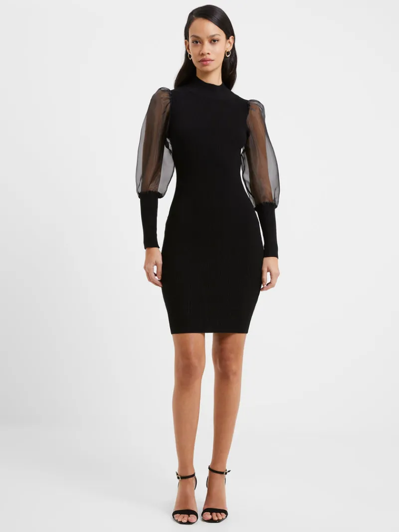 FRENCH CONNECTION Party Dresses<Krista Organza Long Sleeve Dress Blackout