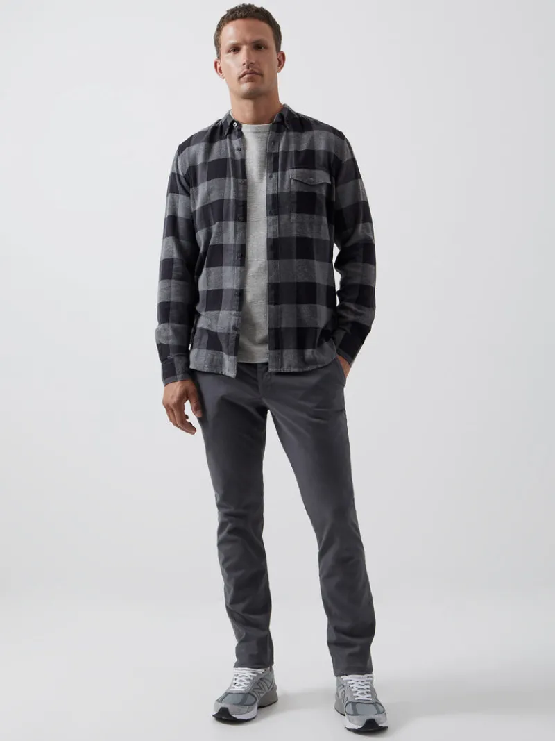 FRENCH CONNECTION Men's Shirts<Large Gingham Flannel Long Sleeve Shirt Stone/Black