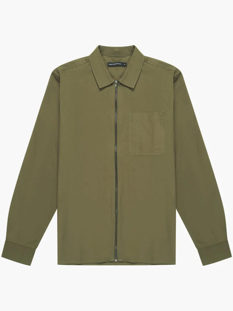 FRENCH CONNECTION Sale | Men's Shirts | Coats & Jackets<Lightweight Zip Through Overshirt IvyGreen