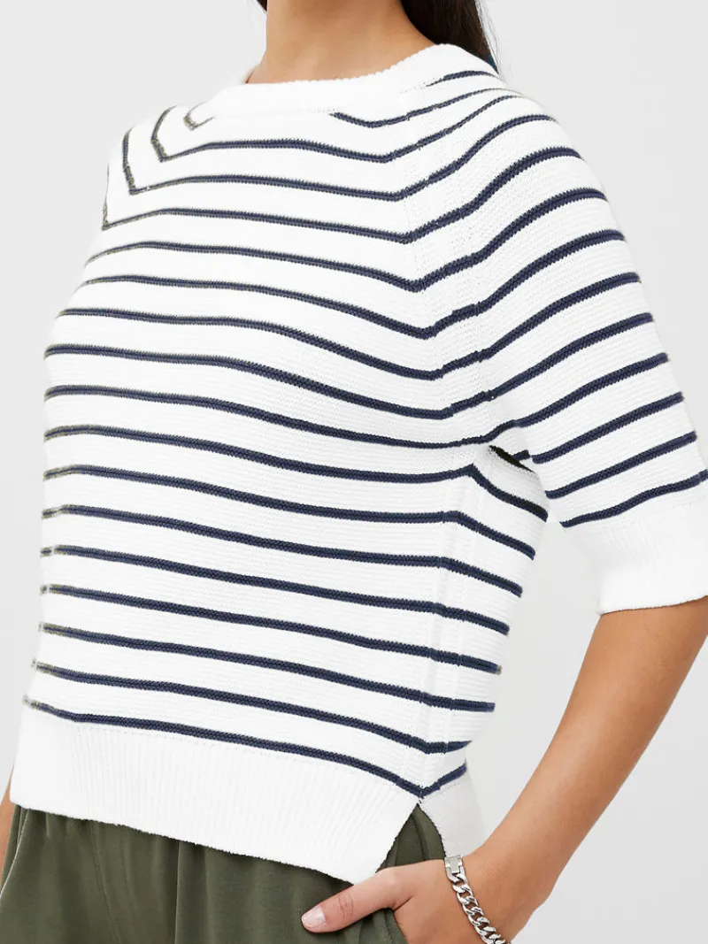 FRENCH CONNECTION Jumpers & Cardigans<Lily Mozart Stripe Short Sleeve Jumper SummerWhite/Utility
