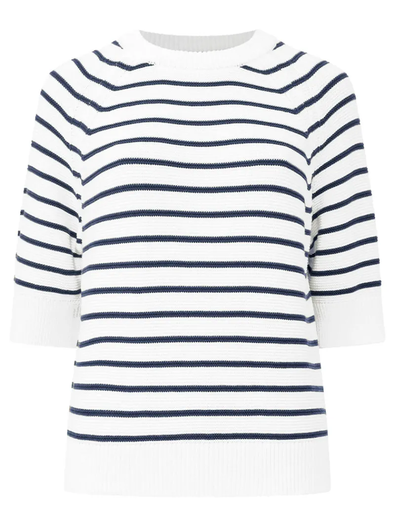 FRENCH CONNECTION Jumpers & Cardigans<Lily Mozart Stripe Short Sleeve Jumper SummerWhite/Utility