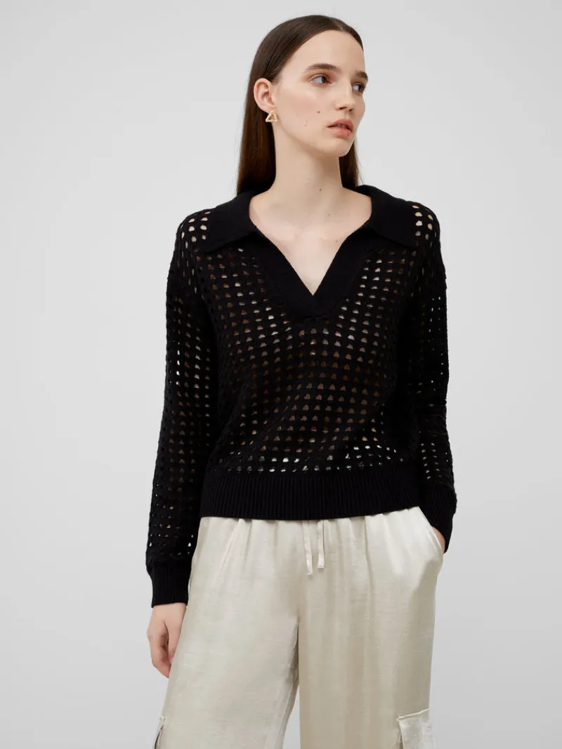 FRENCH CONNECTION Jumpers & Cardigans<Manda Pointelle Collared Jumper Blackout