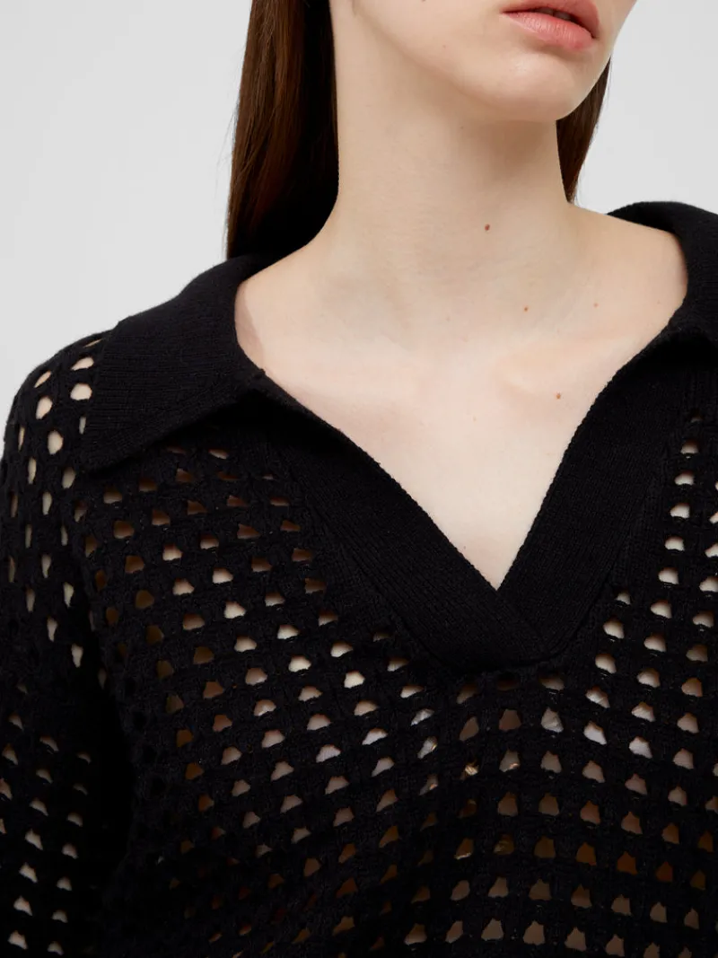 FRENCH CONNECTION Jumpers & Cardigans<Manda Pointelle Collared Jumper Blackout
