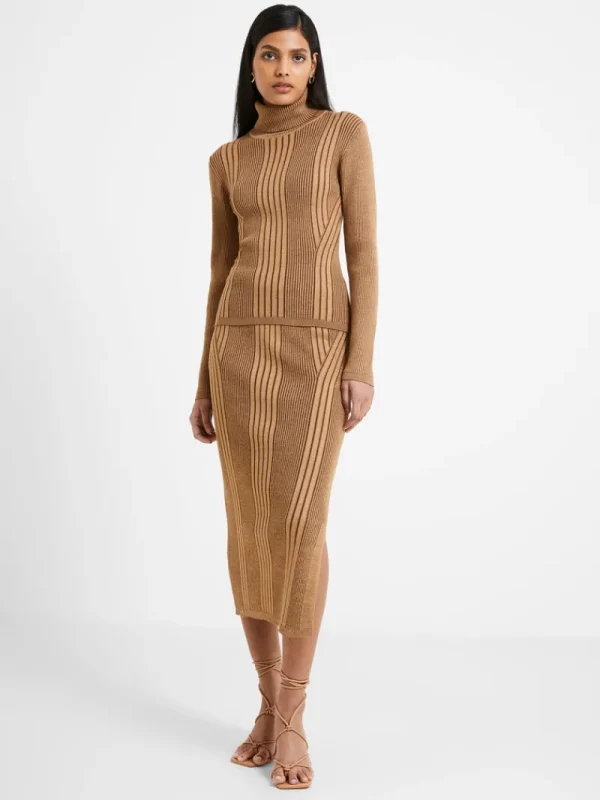 FRENCH CONNECTION Co-ords<Mari Knit Pencil Midi Skirt TobaccoBrownMulti