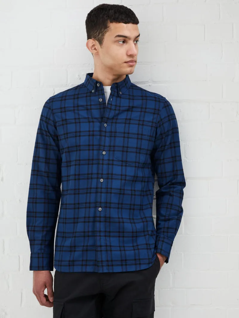 FRENCH CONNECTION Men's Shirts<Mid Check Long Sleeve Shirt Teal