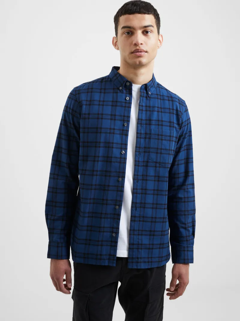 FRENCH CONNECTION Men's Shirts<Mid Check Long Sleeve Shirt Teal