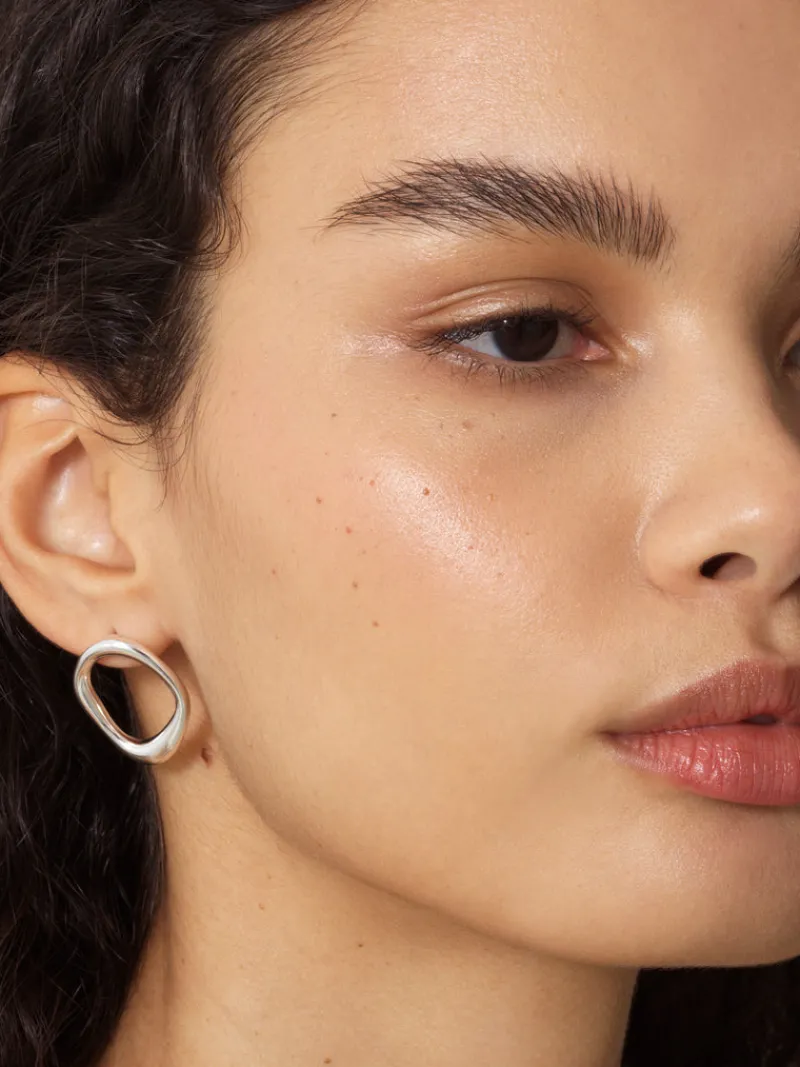 FRENCH CONNECTION Jewellery<Organic Oval Stud Earrings Silver
