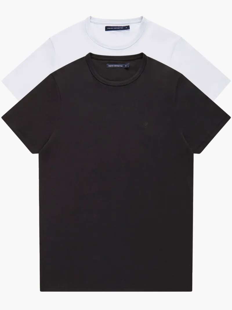 FRENCH CONNECTION T-Shirts & Polo Shirts<2 Pack Crew Neck T-Shirts Black/White