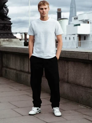 FRENCH CONNECTION Men's Trousers<Peached Cotton Straight Leg Trousers BlackOnyx