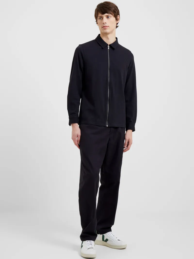 FRENCH CONNECTION Men's Shirts<Popcorn Jersey Zip Through Shirt BlackOnyx